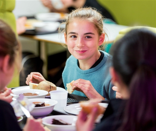 Senior pupil in canteen