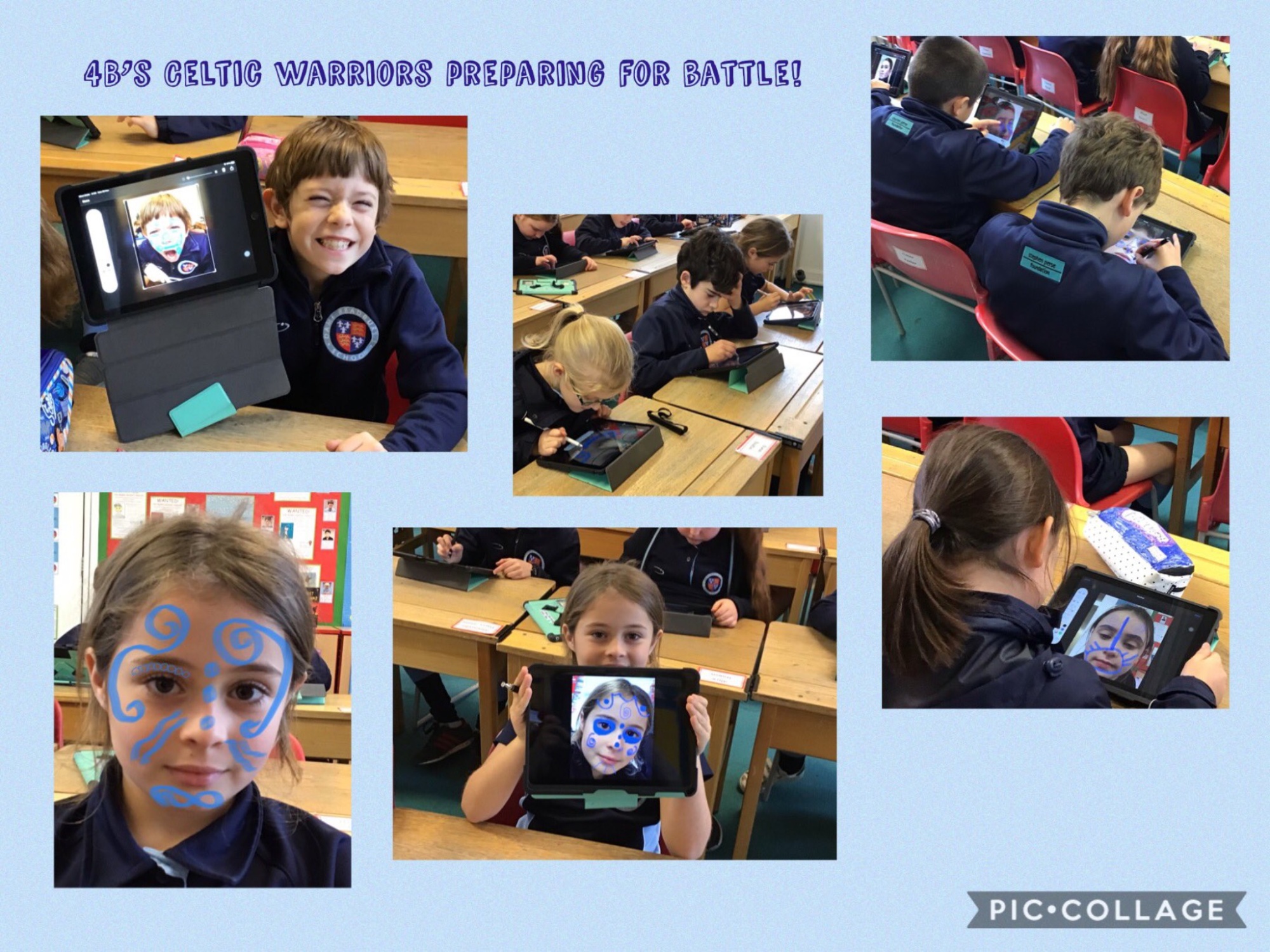 Year 4 got creative when making their own woad markings