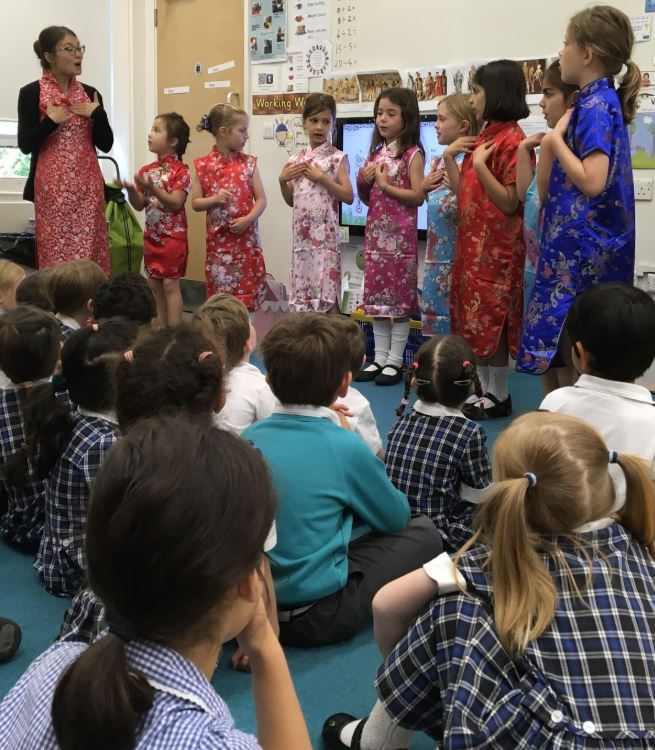 Qingqing with Pre-Prep pupils