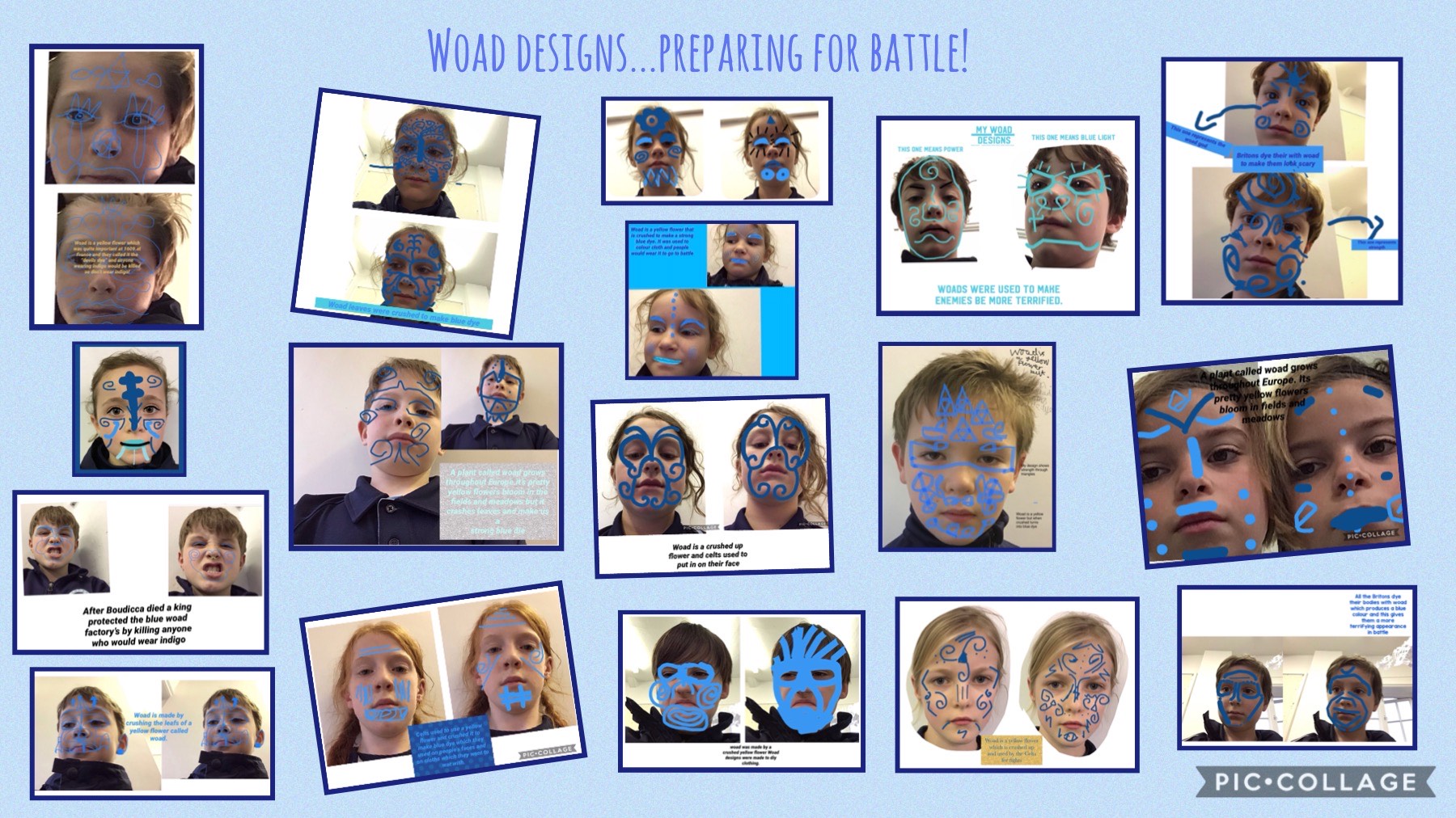 Year 4 got creative when making their own woad markings