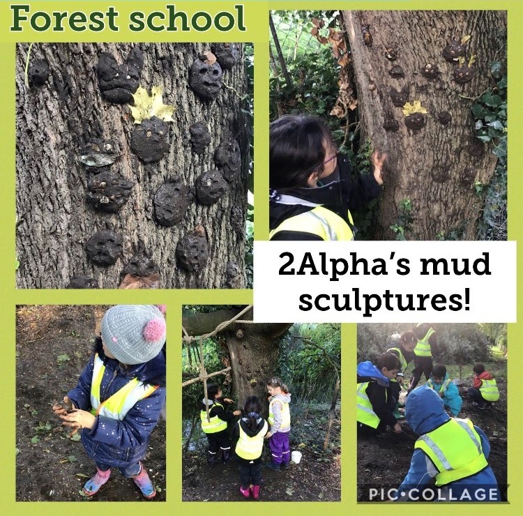 Year 2 enjoyed making mud sculptures at forest school