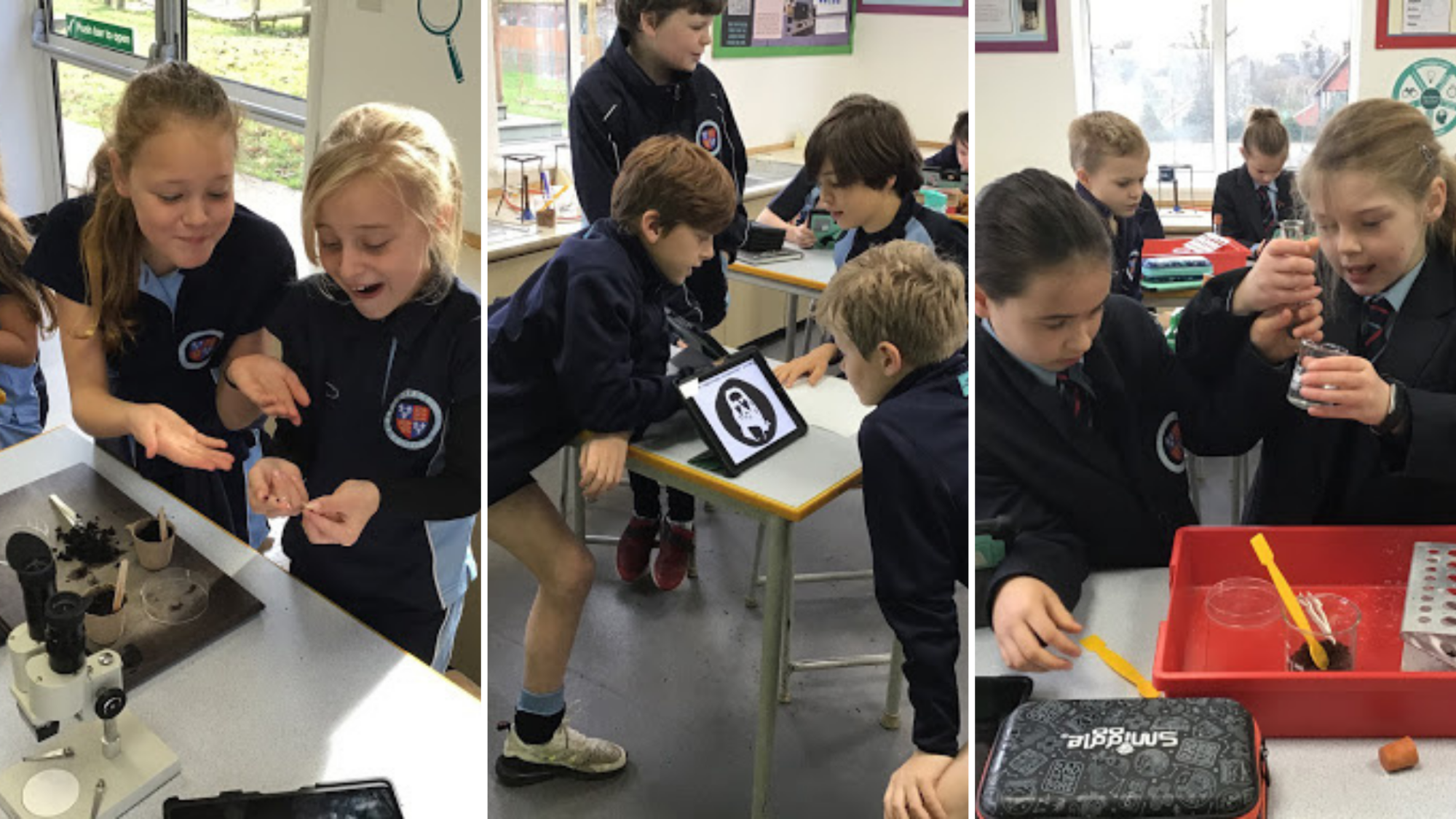 Year 6 investigating how the eye works in the science labs!