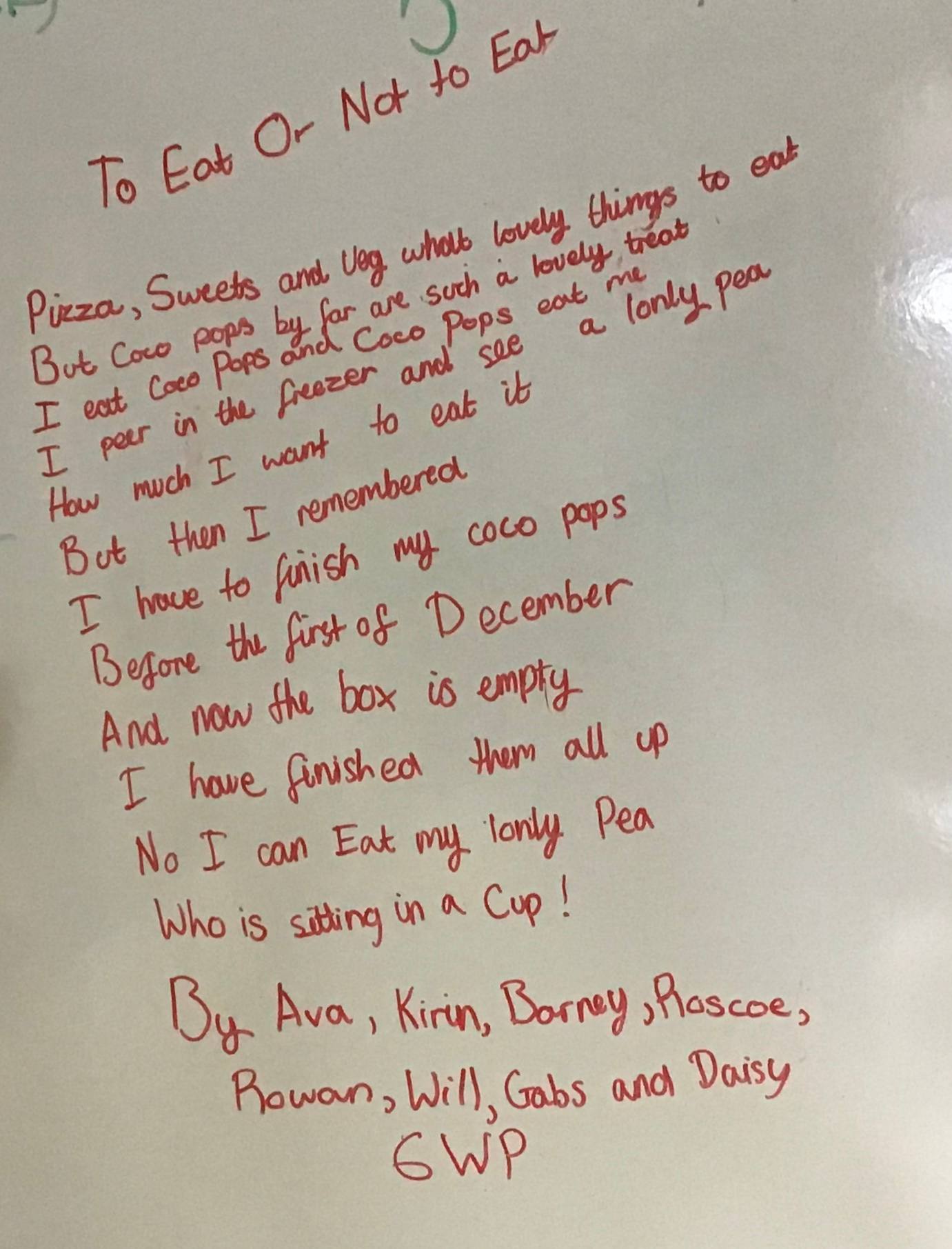 A food inspired poem by year 6 pupils