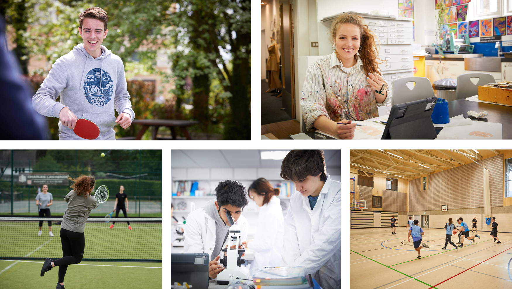 Students doing various activities at the Sixth form