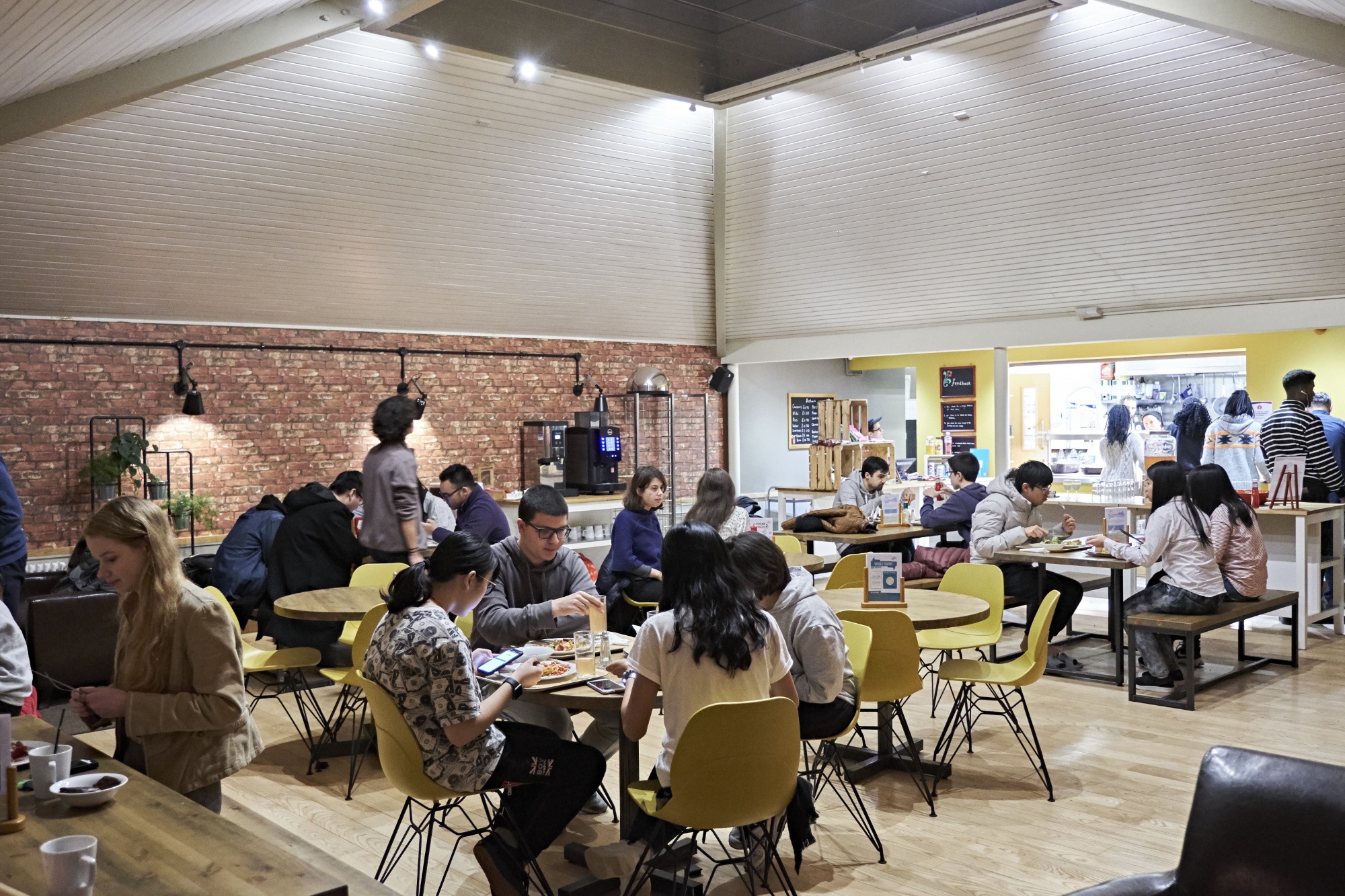 Students eating in boarding dining hall