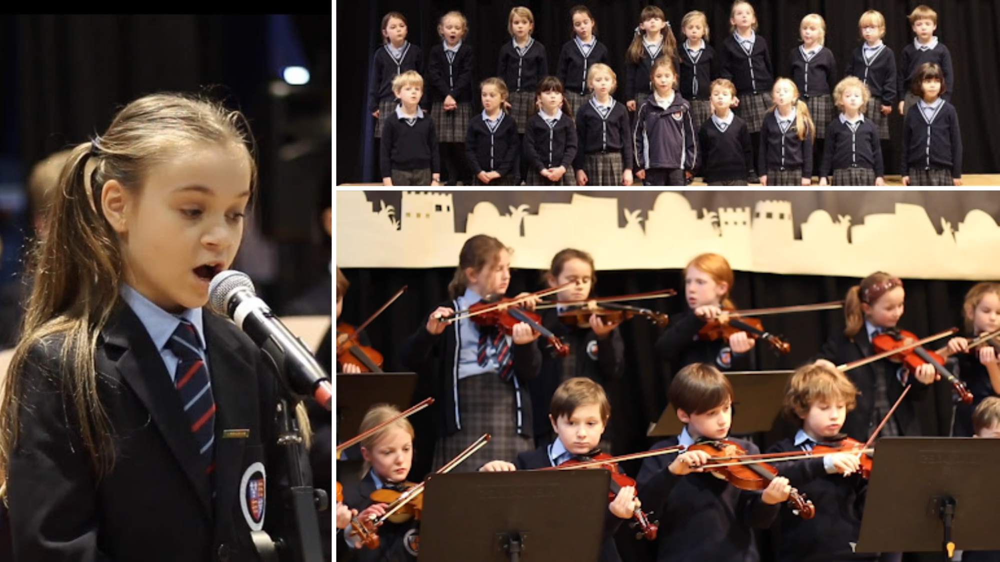 Dame Bradbury's pupils performing at their Christmas Carol service