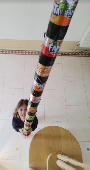 The class utilise their engineering skills to try and make the tallest tower