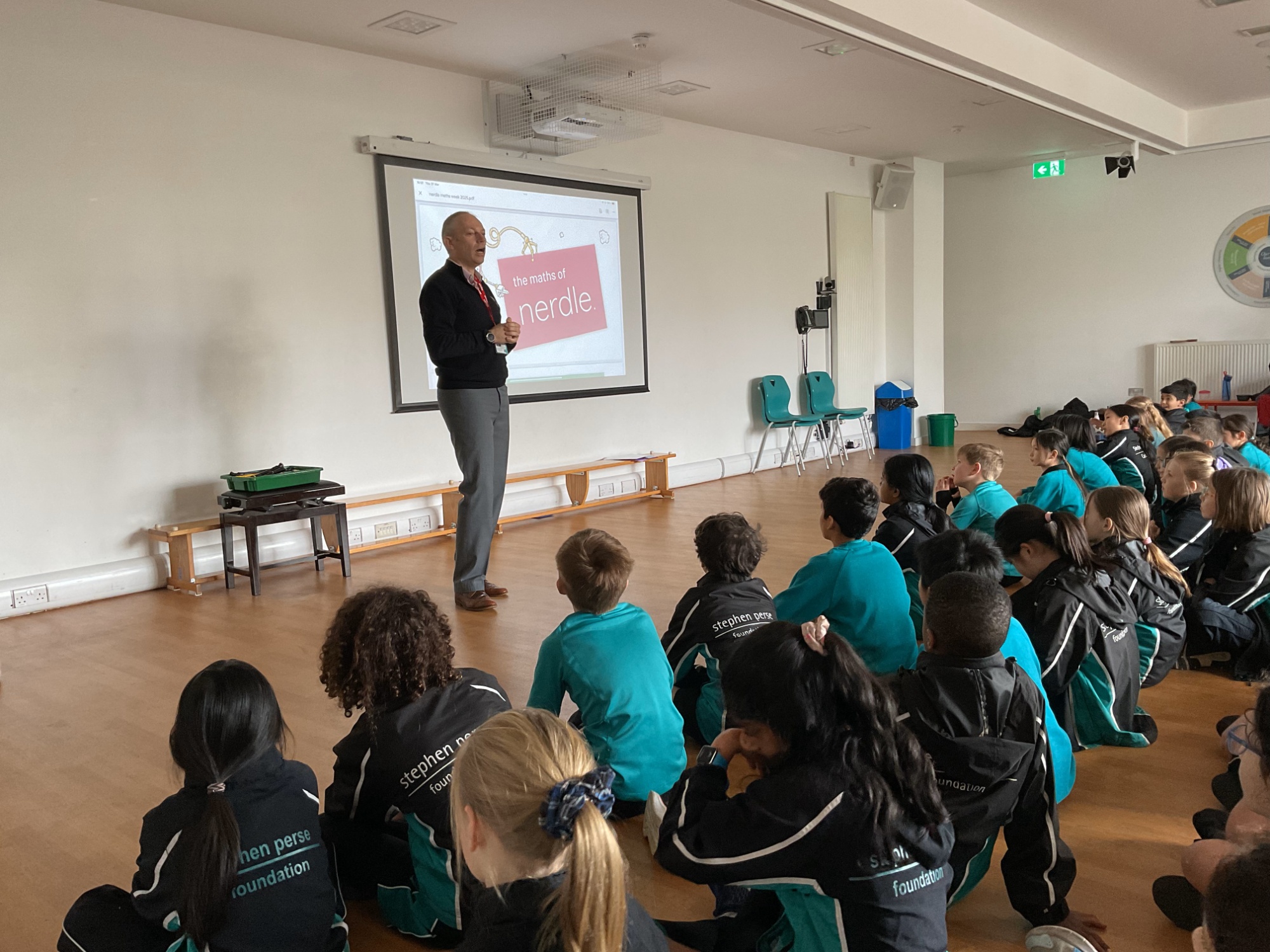 Guest speaker a the Cambridge Junior School assembly for Maths Week