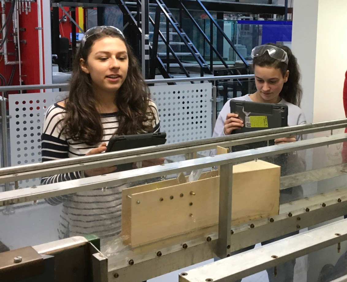 Two Year 12 students test a prototype