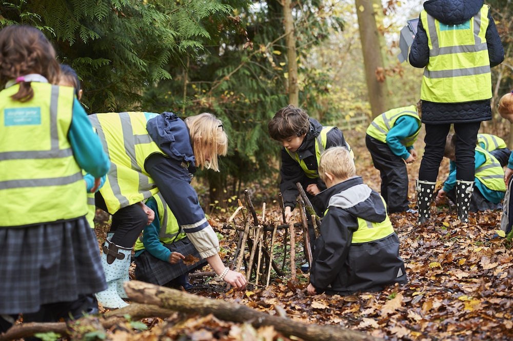 Students at Nature reserve and forest school