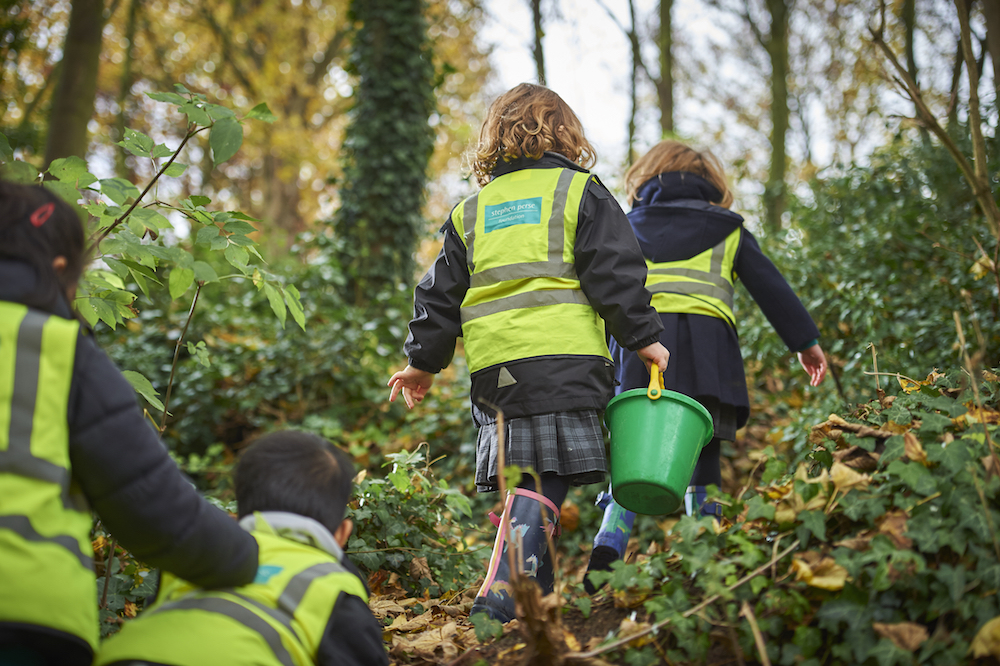 Students at Nature reserve and forest school