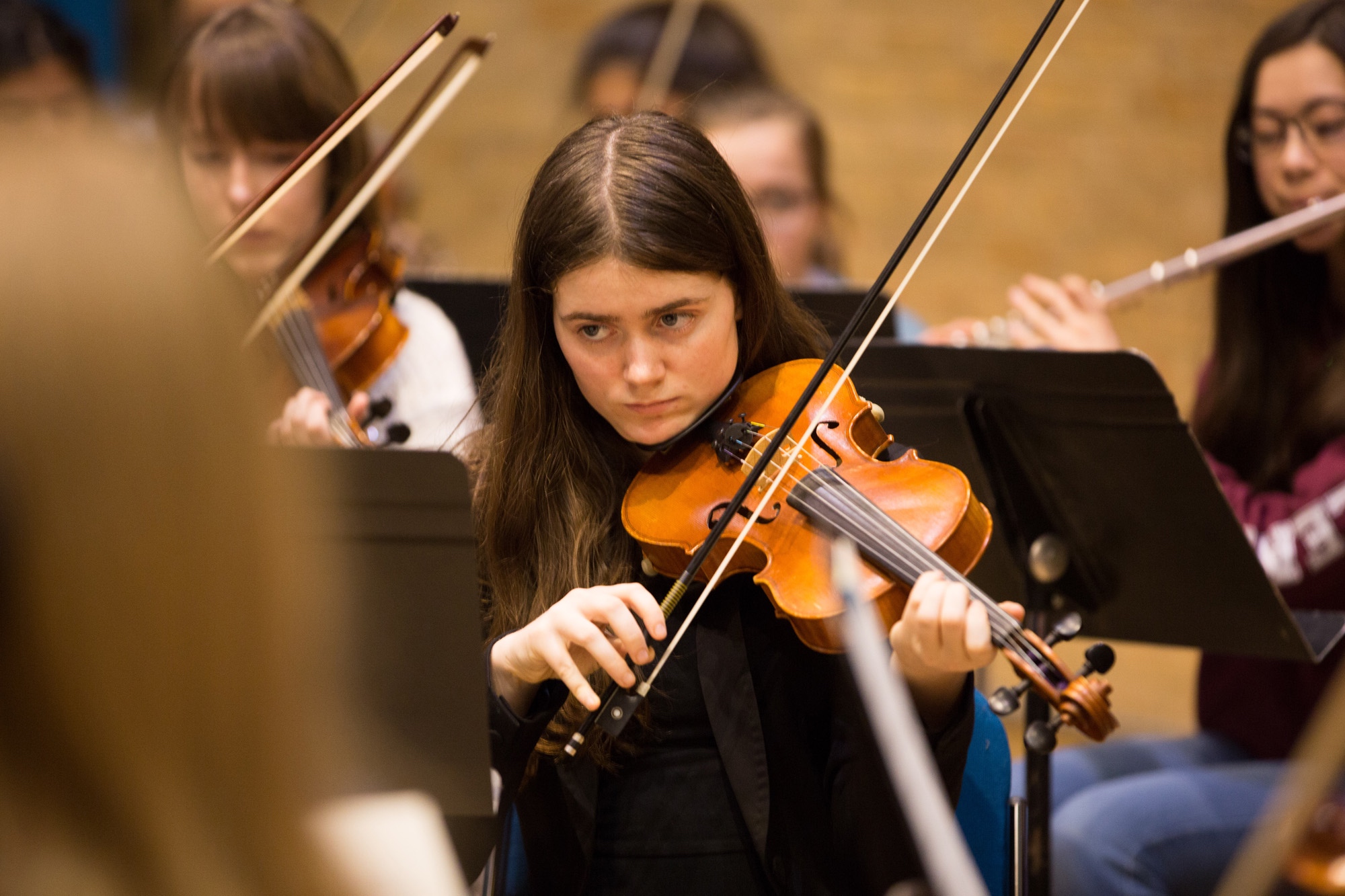 Sixth form student playing violin