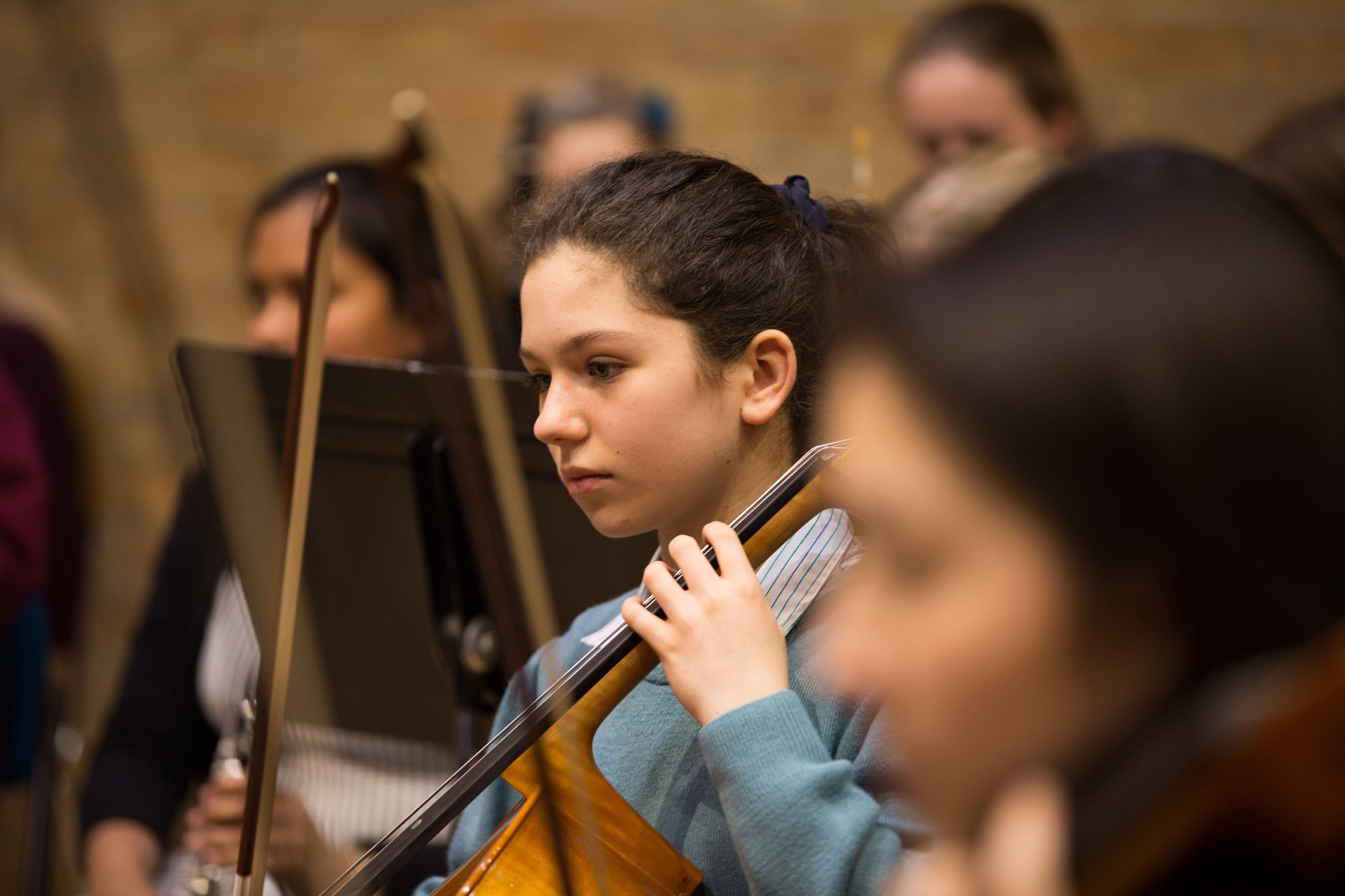 Image of students in orchestra to illustrate link to 'Michael house concerts' page